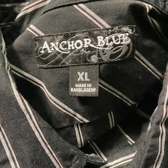 Anchor Blue Vintage Y2K Stripped Embroidered Button Down Shirt Men's Size XL - Picture 6 of 11